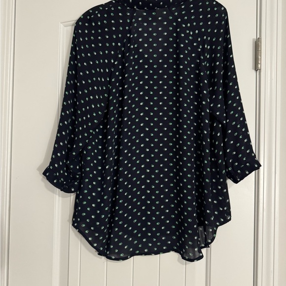 CAbi Dark Blue and Green Patterned Blouse - Picture 2 of 4